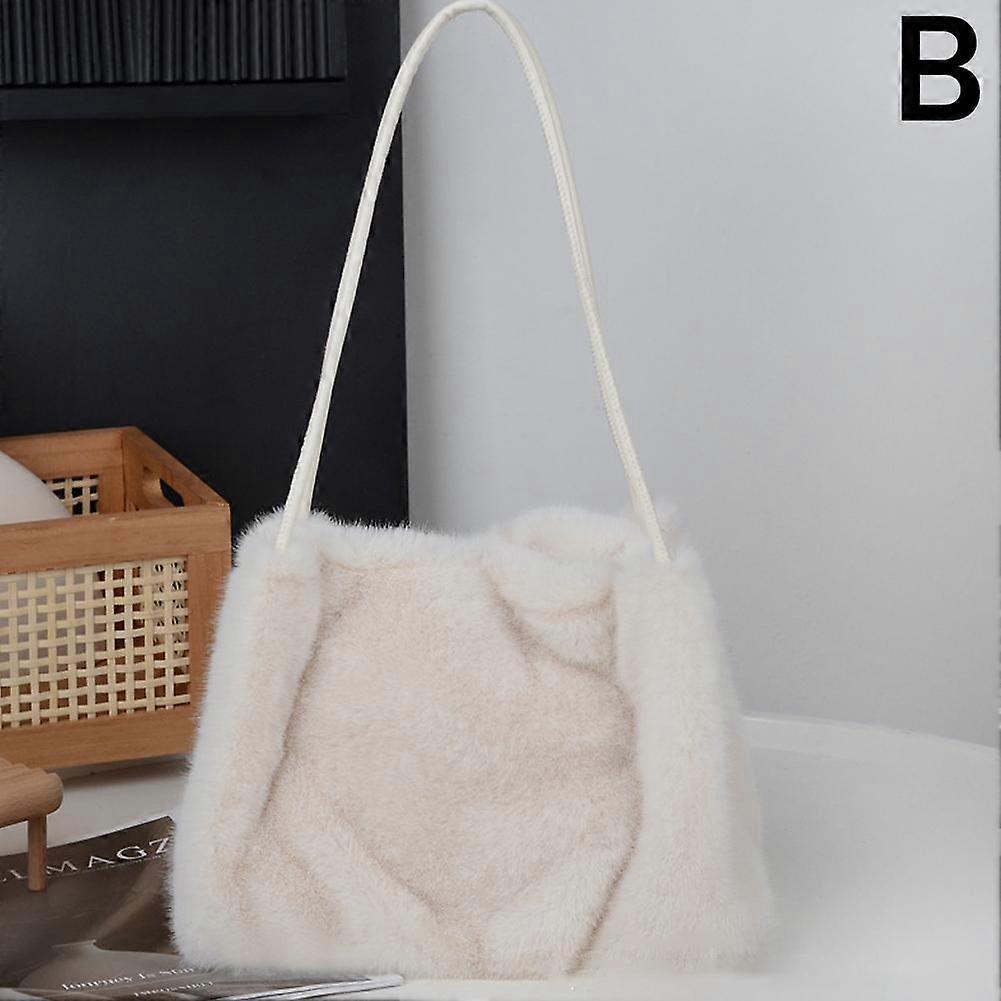 새로운 핸드백 모조 밍크 플러시 백 여성용 가방 대용량 숄더백