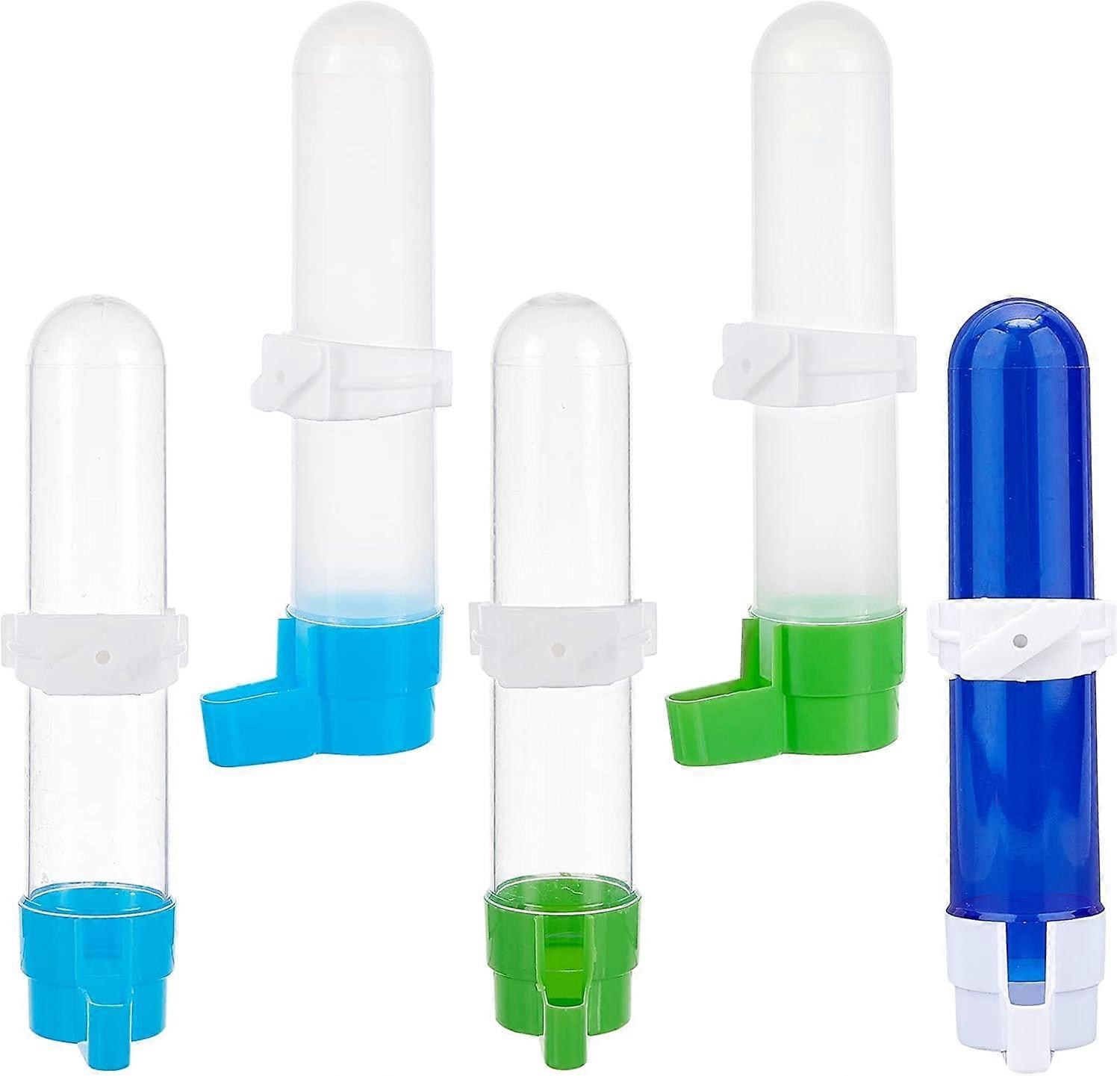 5 Sets Automatic Bird Feeder Dispenser 5 Styles Bird Water Bottle Drinker Container Waterer Clip Hanging in Birds Cage for Parrots