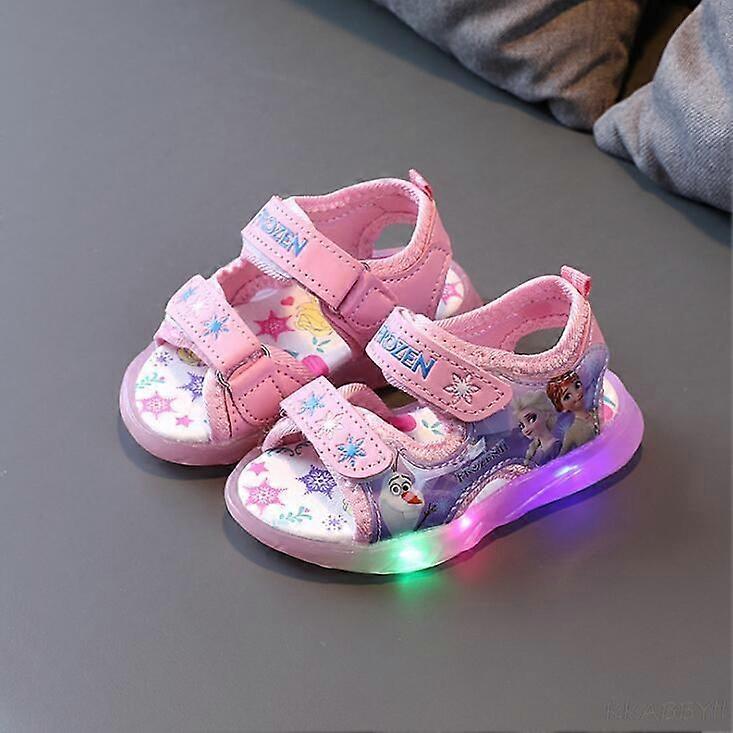 Children Sandals Girl Princess Sandal Frozen Elsa Summer Breathable Luminous Kids Girls Sports Sandals Shoes