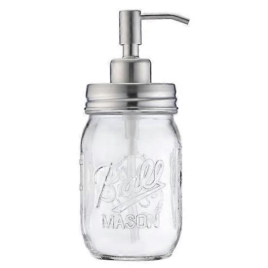 480ml Bathroom Lotion Liquid Soap Stainless Steel Mason Jar Dispenser with Brush