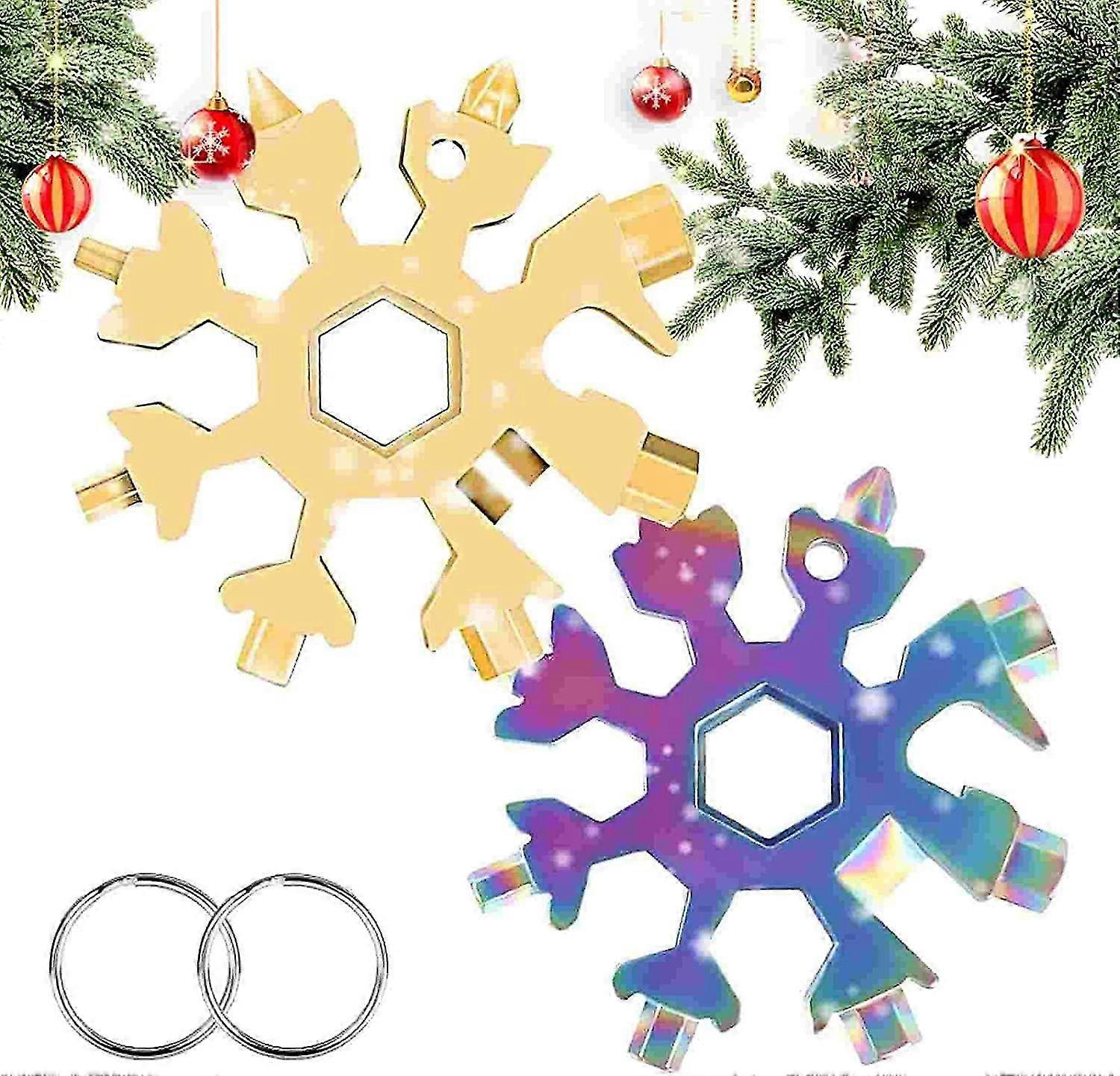 2 Pcs 18 In 1 Snowflake Multi-tool, Snowflake Screwdriver, Portable Stainless Steel Almighty Tool, Multi-function Snowflake Tool.