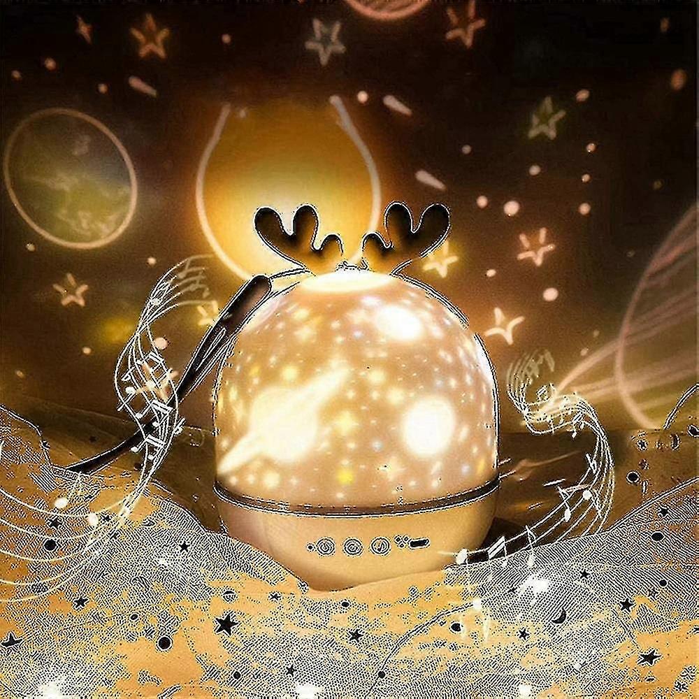 Rechargeable Deer Projection Lamp Colorful Rotating Night Light Toy
