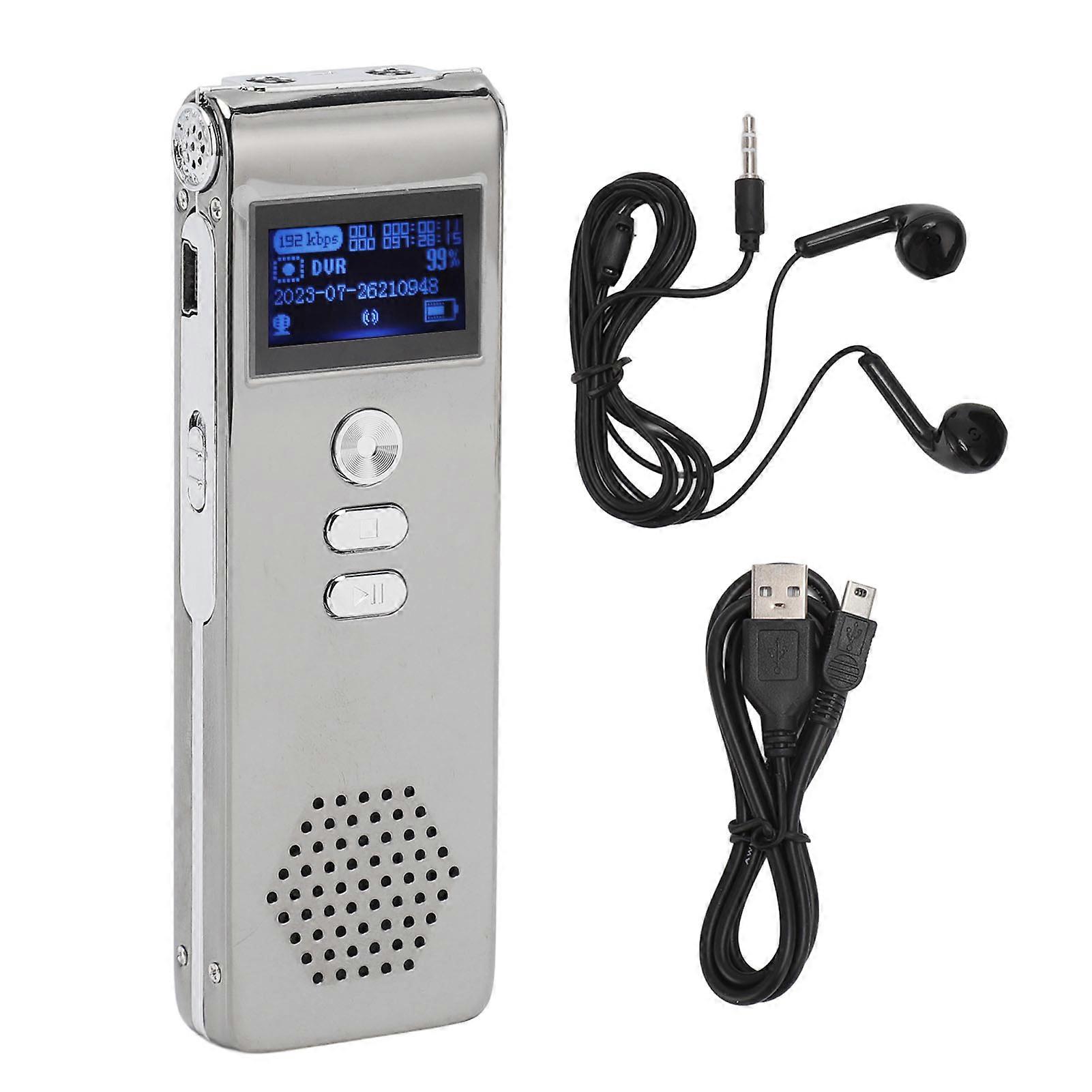 Voice Recorder MP3 WAV 192kbps Noise Reduction Dual Microphone Password Function Digital Recorder with Earphone 32G