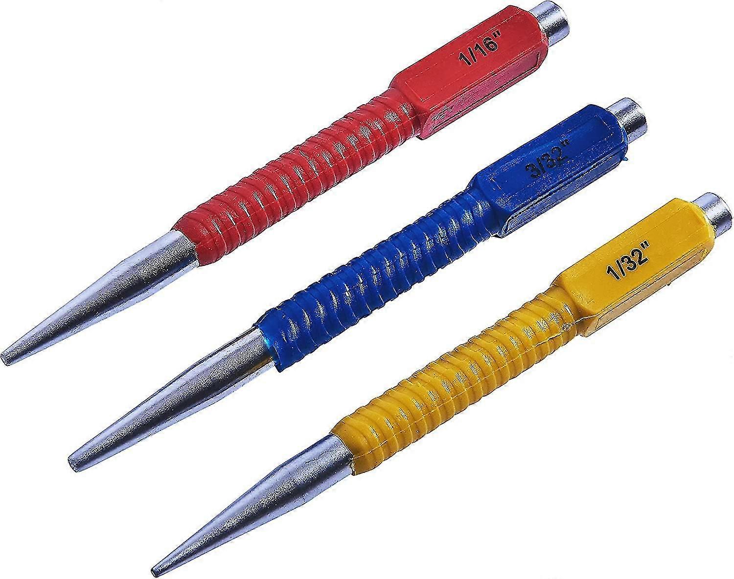 3 Piece Colour Coded Nail Punch Set