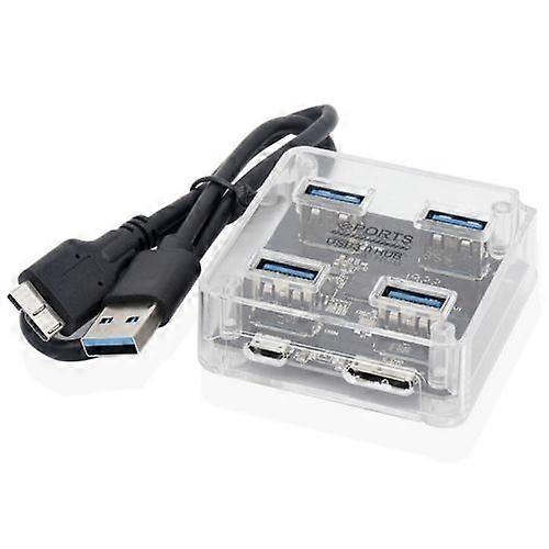 ZRUXE HB-160 USB 2.0 4 in 1 Transparent Square Multifunctional HUB for Desktop
