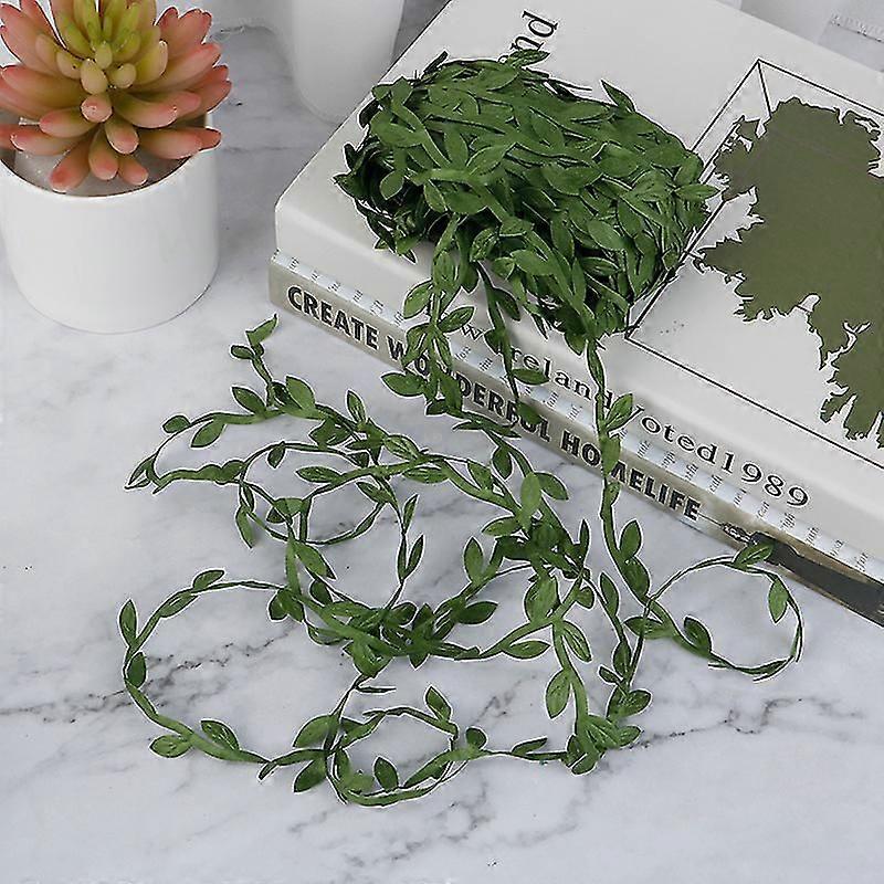 20 Meter Silk Leaf-shaped Handmake Artificial Green Leaves For Wedding Decor
