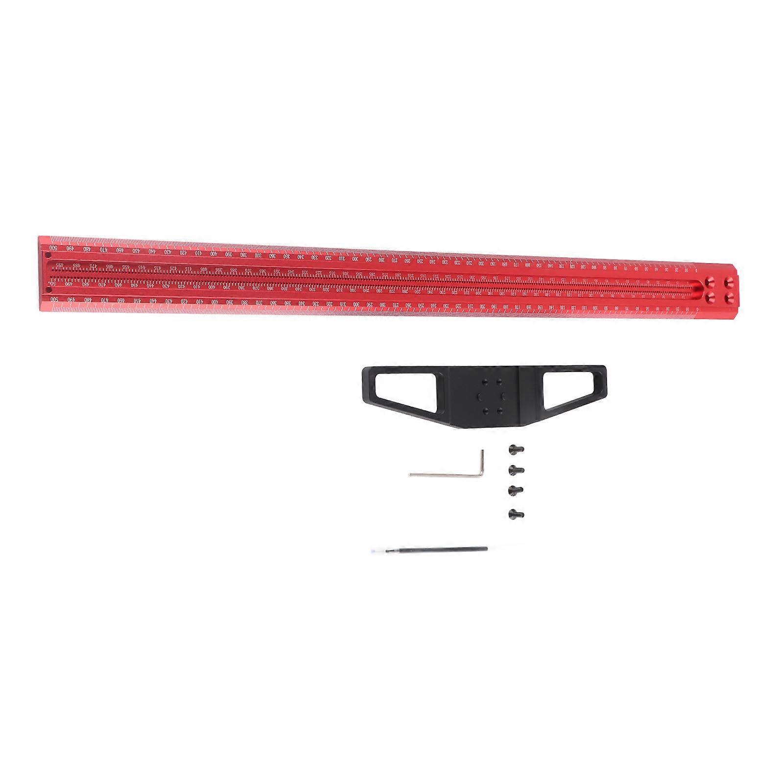 T Type Woodworking Ruler Hole Positioning Scribing Gauge Aluminum Alloy Measuring Tool for Carpenter(500mm(T500) )