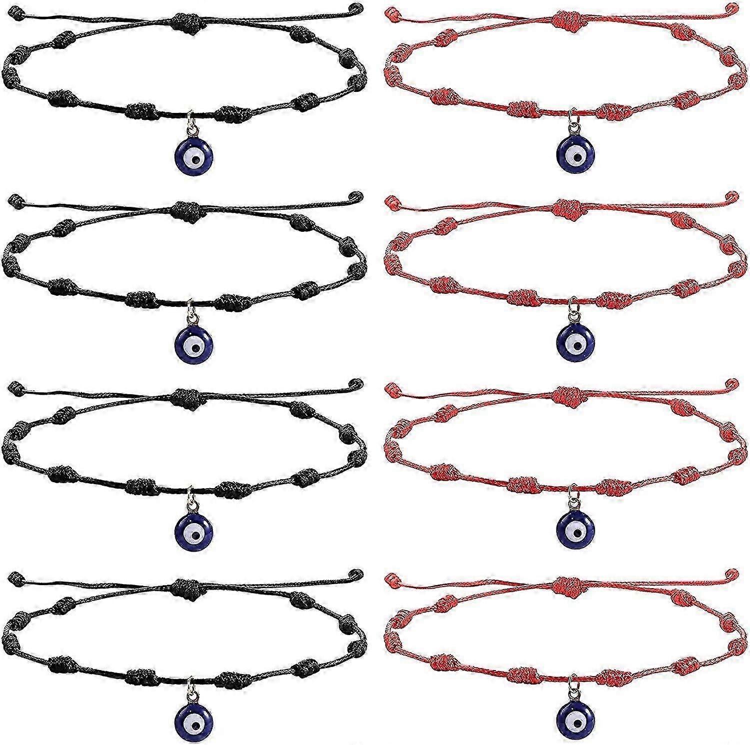 8pcs Evil Eye Bracelets Protection Red String Handmade Amulet Adjustable