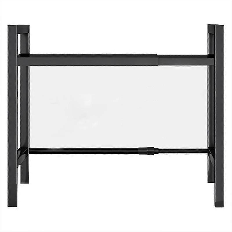 Adjustable Single Layer Kitchen Rack with Hooks for Microwave Ovens