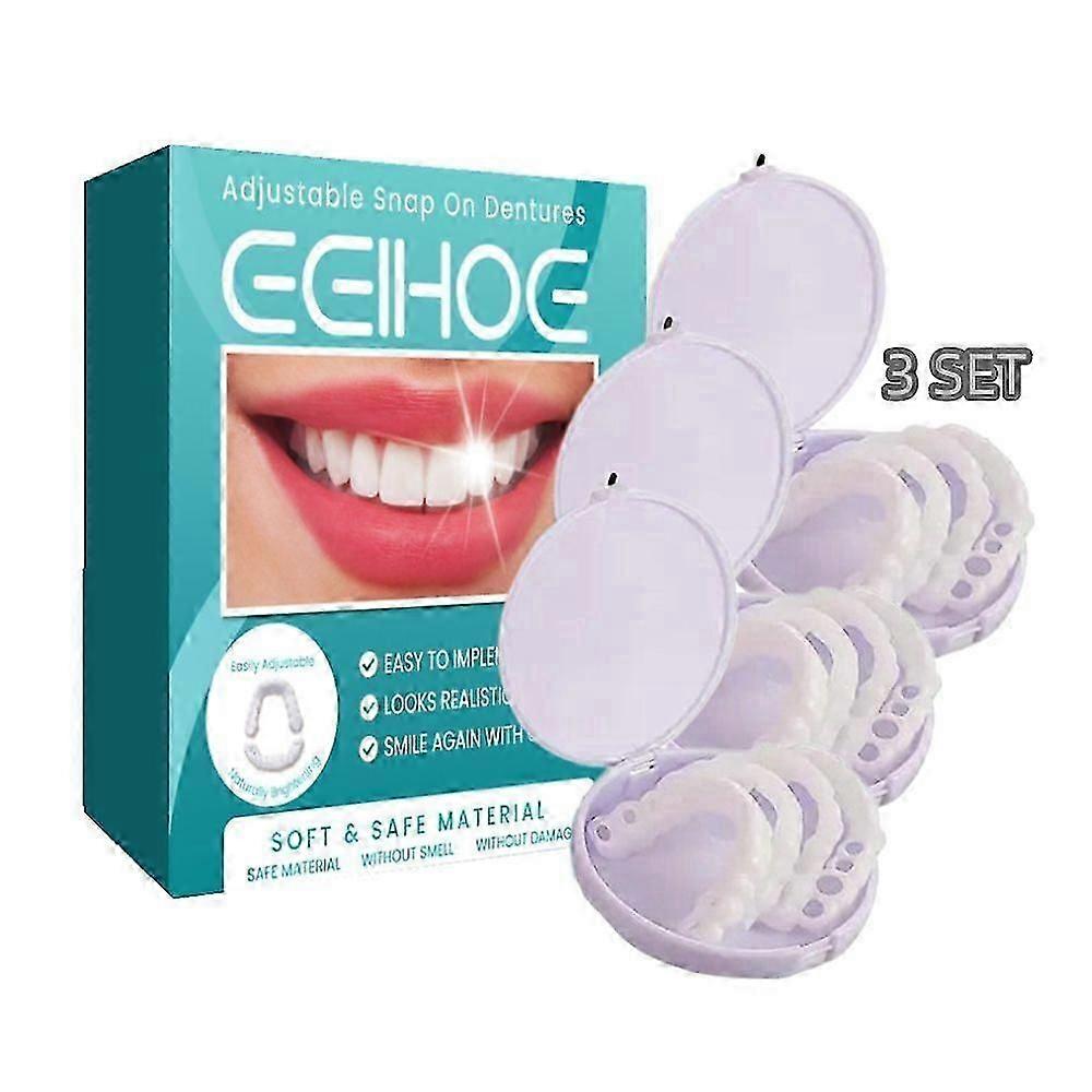 3 adet Geçici Protez Kaplamalar Reçine Ayarlanabilir Snap-On Protezler Kırpma Diş Boşlukları Dolgular Diş Telleri Ortodontik Sahte Diş Kitleri