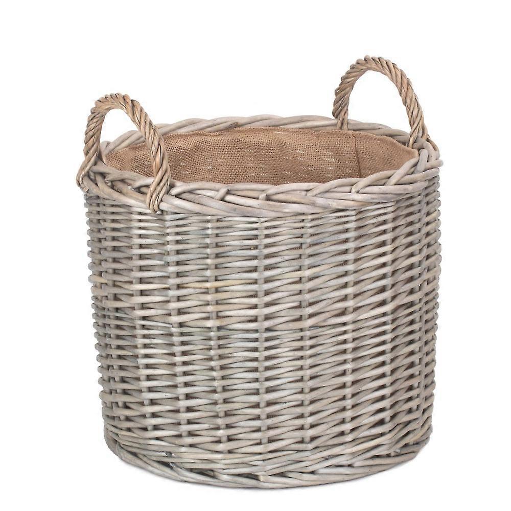 Round Lined Straight-sided Wicker Log Basket