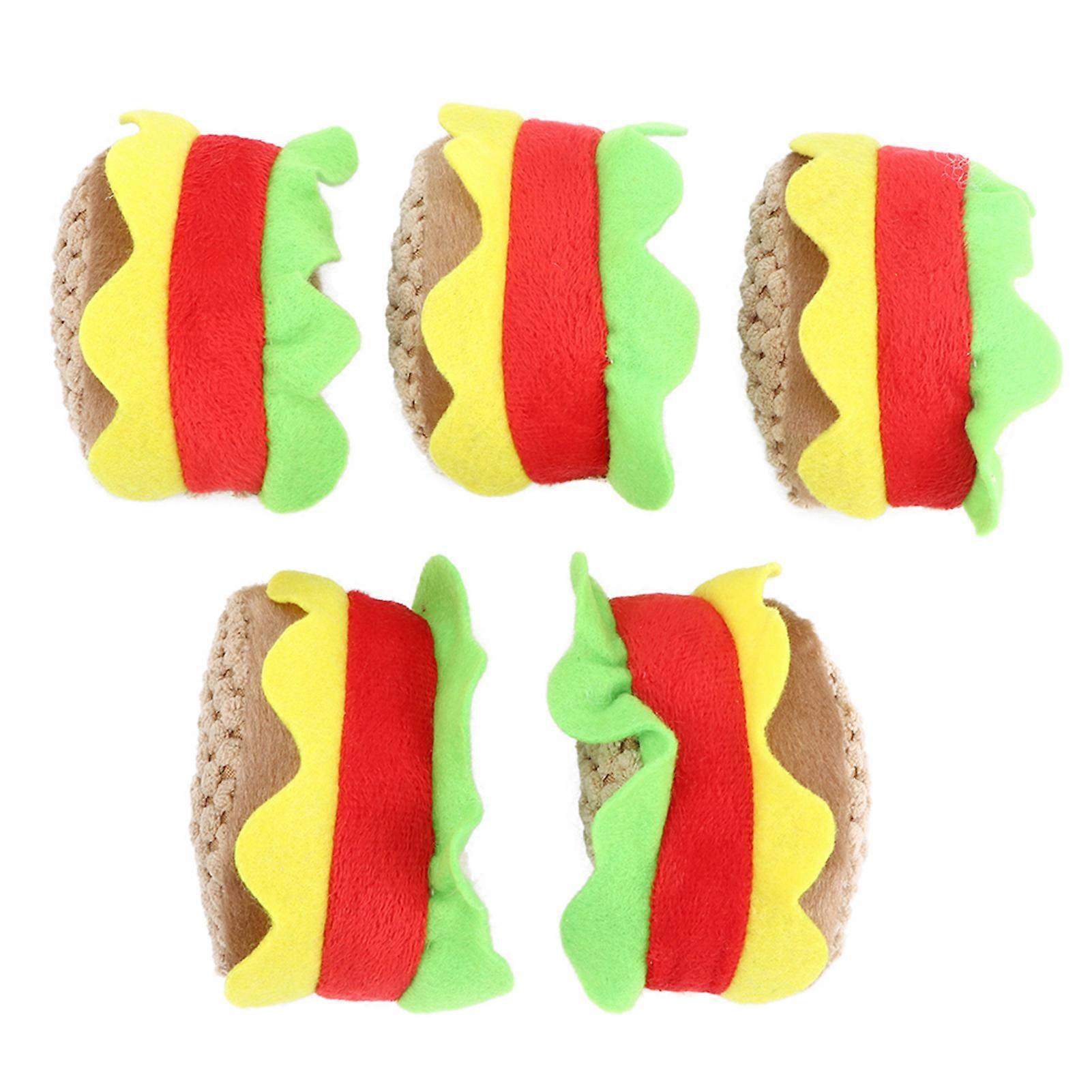 5PCS Hamburger-Shaped Cat Plush Toys, Soft Stuffed Animal, Perfect for Cats and Kittens, Multicolor Design, 6-Inch Size