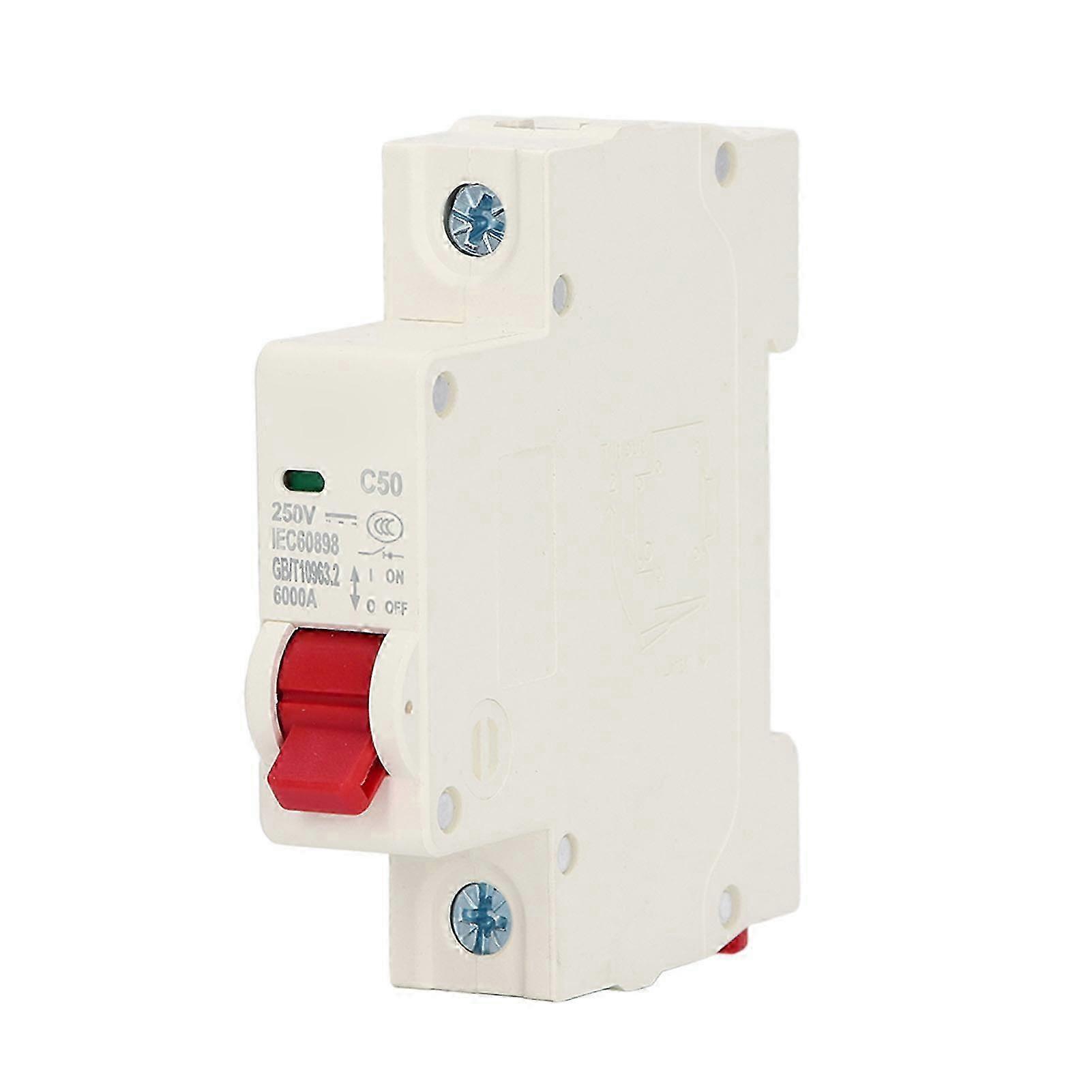 DC Miniature Circuit Breaker 1P Solar PV System Isolator 50A DIN Rail Mount DC250V 6000A Segmented Capacity DZ47 63Z C50