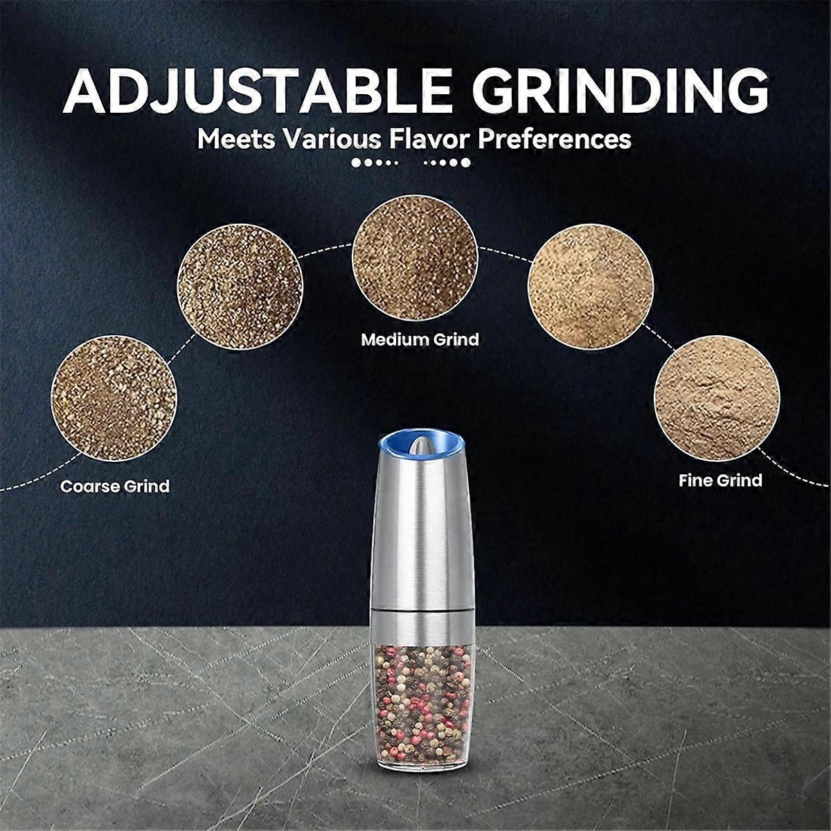 Rechargeable Electric Salt and Pepper Grinder, Adjustable Black