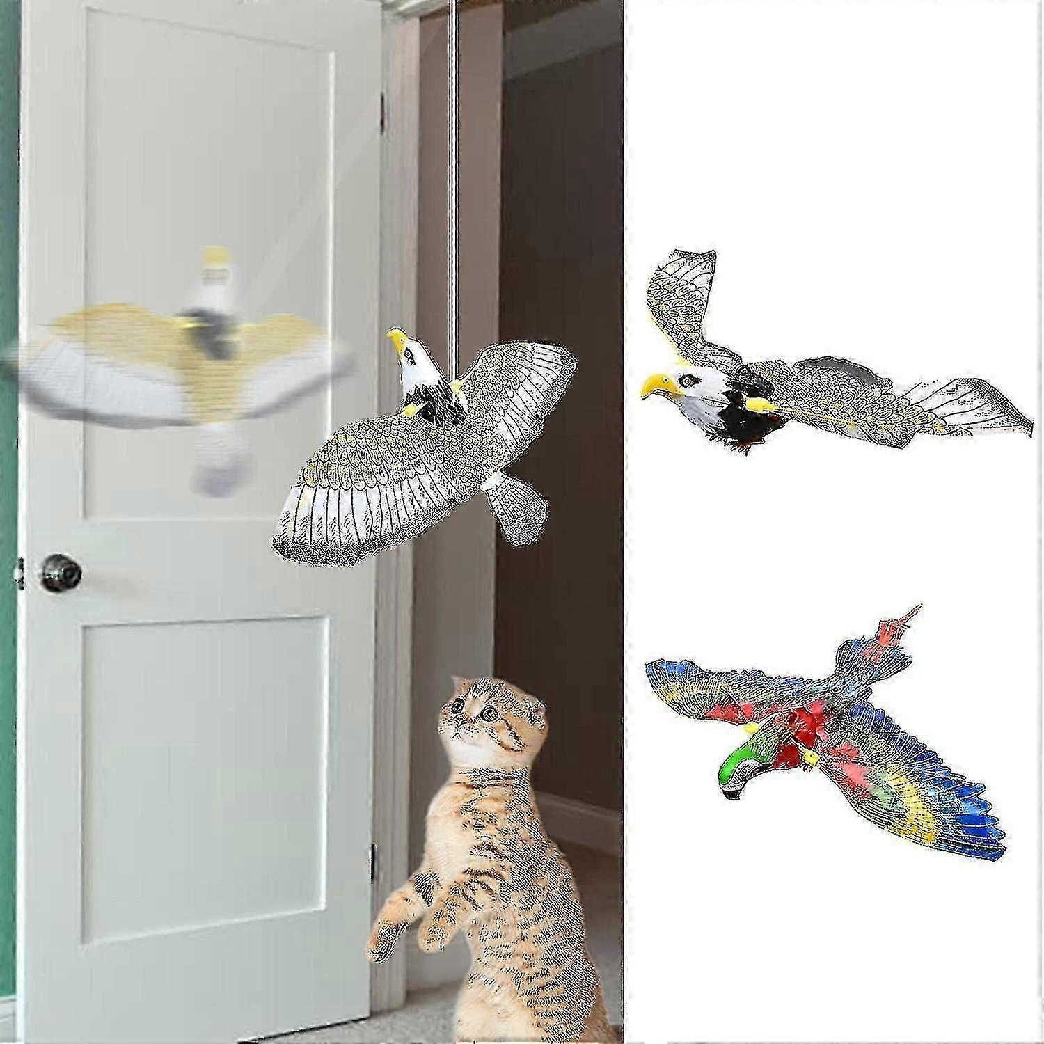 Flying Bird Electric Cat Toy With Led Light, Self-occupation Cat Toy Interactive Simulation Flying Eagle Hanging Anti-boredom Pet Toy, Battery Powered