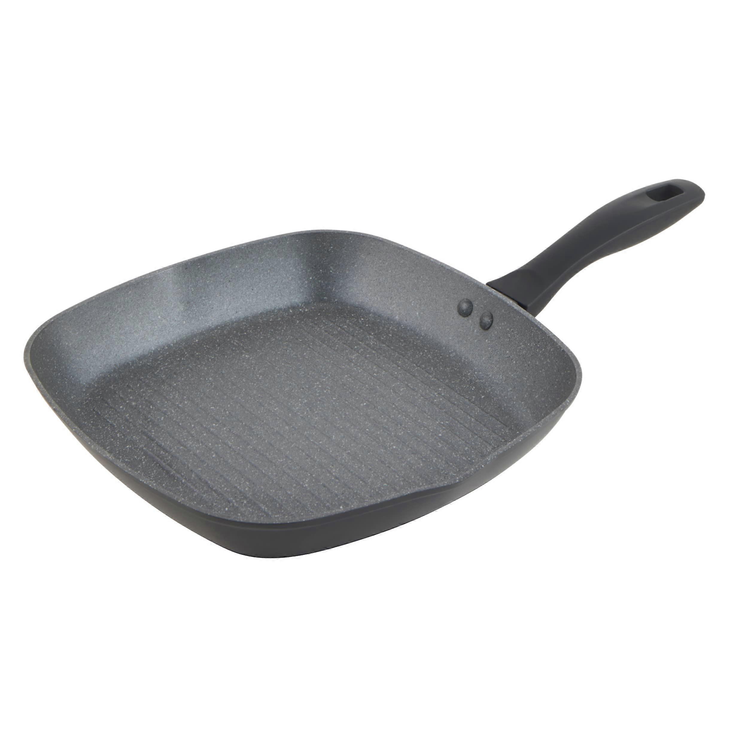 Metallic Marble Non-Stick Grill Pan 28cm for Frying and Grilling, Durable Cookware with Heat-Resistant Handle