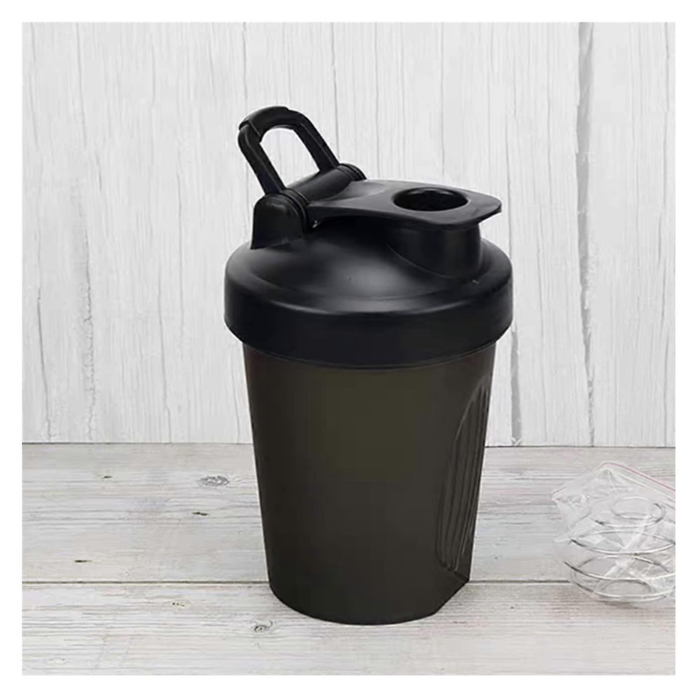 Protein, 400 ml/16 oz Tritan Shaker Cup Measurement signs and whisking ball, BPA does not contain and seal (black upper/black body, 400 ml/16 oz)