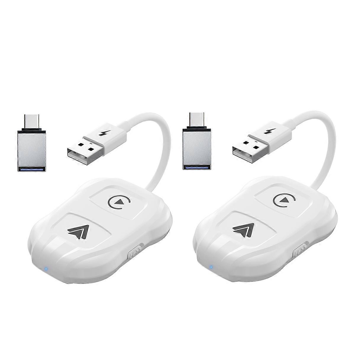 2PCS 2 in 1 Wireless CarPlay for Apple & Android Auto Carplay Dongle