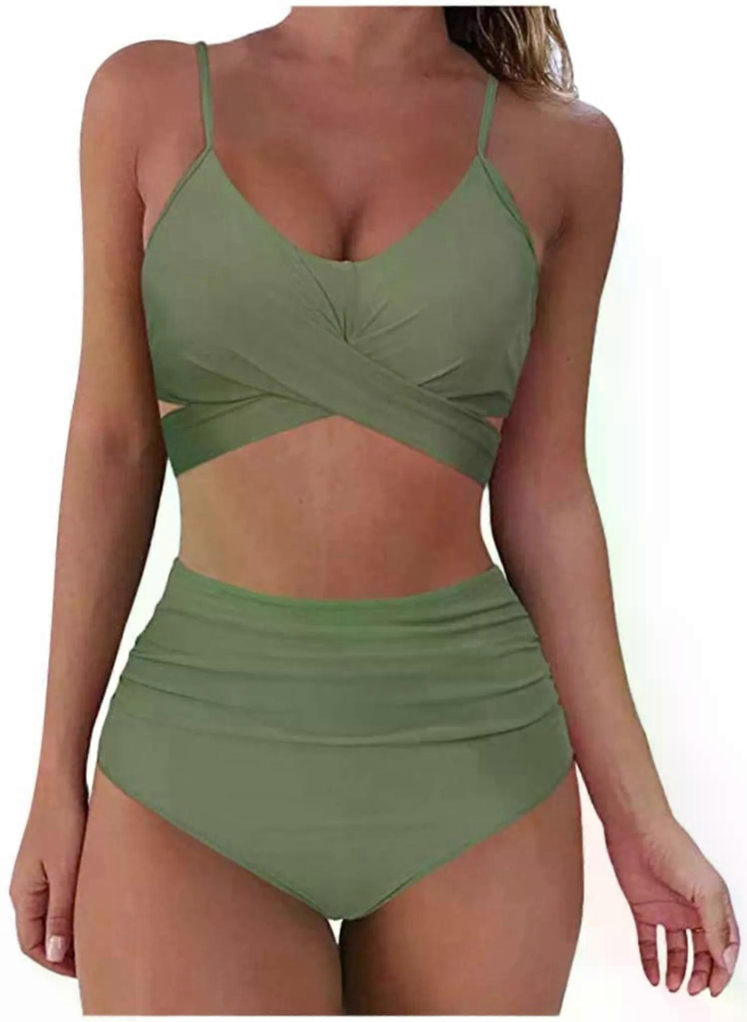 Bikini Women's Set Push Up Crossover Green S