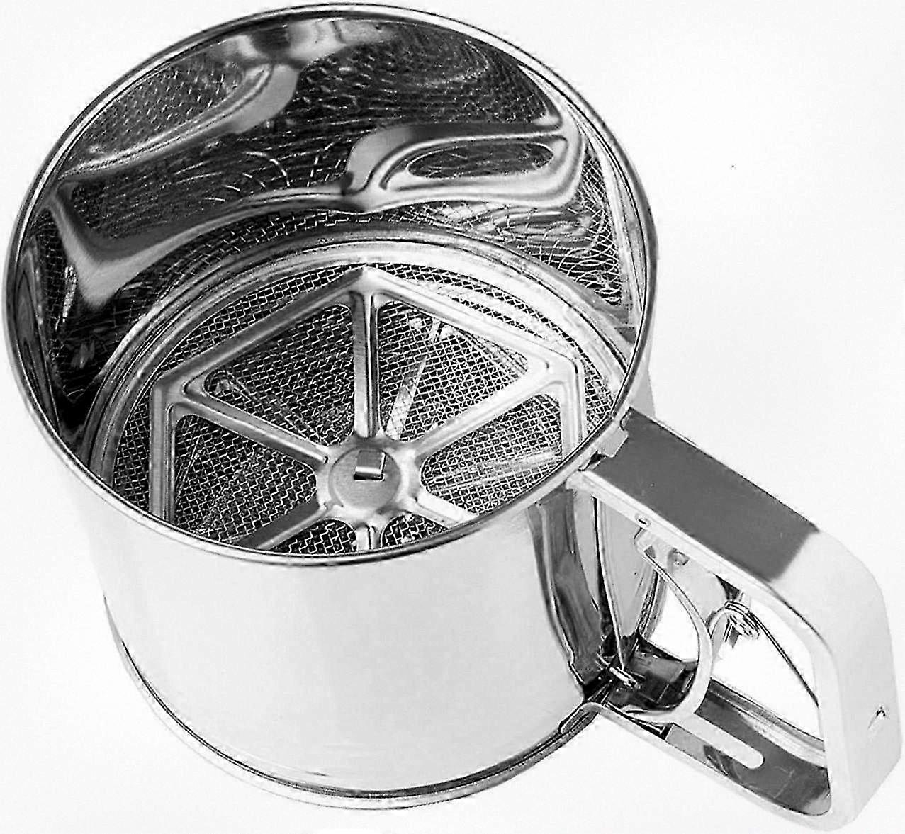 Stainless Steel Handheld Flour Sifter with Trigger Handle - Manual Powder Sieve for Baking