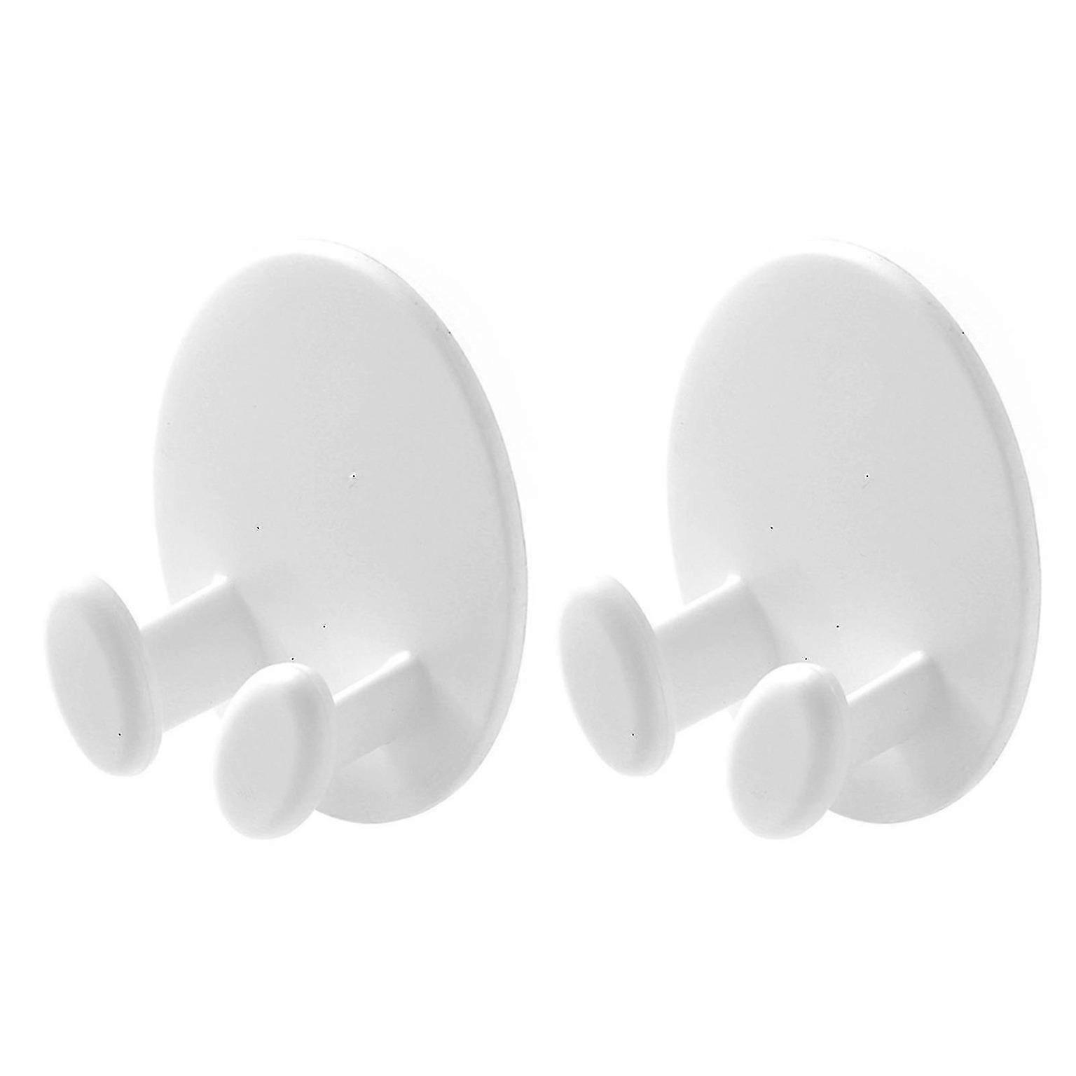 Wall Mount Adhesive Power Plug Socket Holder Rack - 2 White Hooks for Safe and Easy Plug Storage