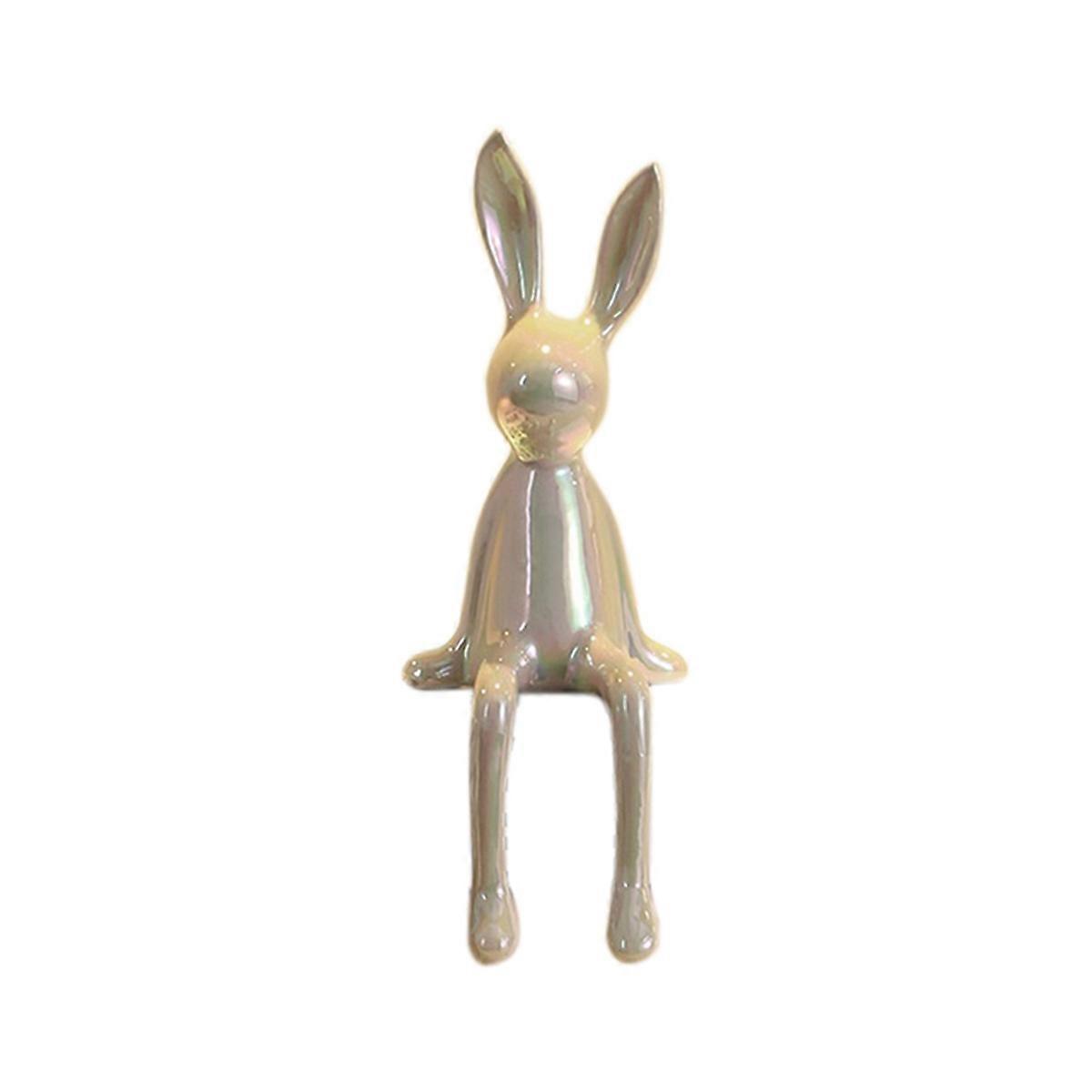 Rabbit Statues Ceramic Crafts Shiny Modern Nordic White