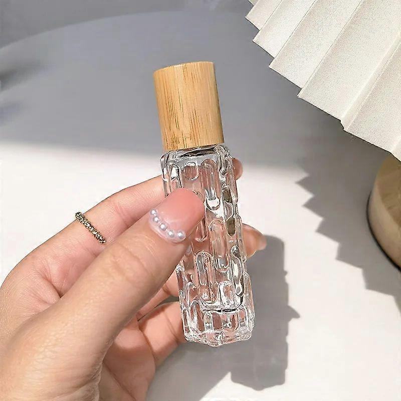 10ml Portable Essential Oil Vial with Roller and Balls Reusable for Travel Thick Glass Roll-on Bottle