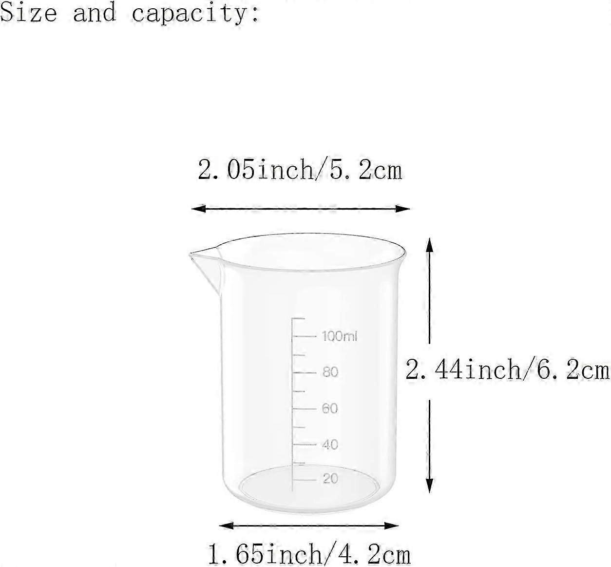 12 Pcs 3.4 Oz Transparent Lab Measuring Cup, 100ml Plastic Beaker Cups, for