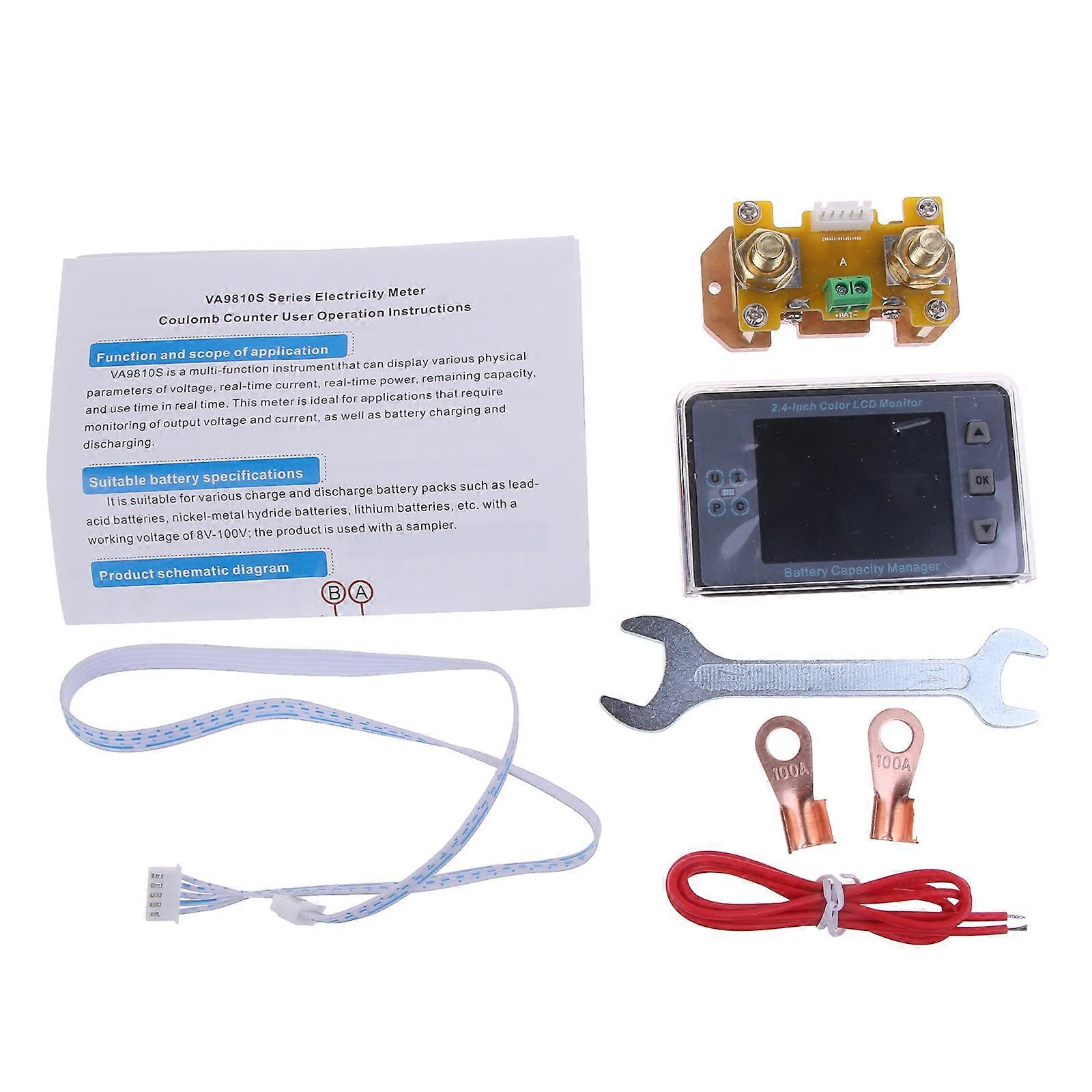 500A Battery Monitor,RV Battery Monitor with Shunt Support High/Low Voltages Programmable Alarm for 8-100V Battery
