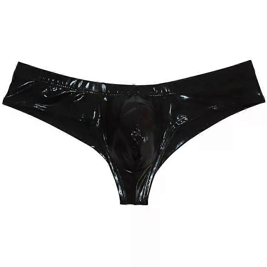 Fashion Men 1/2 Coverage Boxer Cheeky Boxer Cut Underwear Male Pouch Shiny Elastic Pants