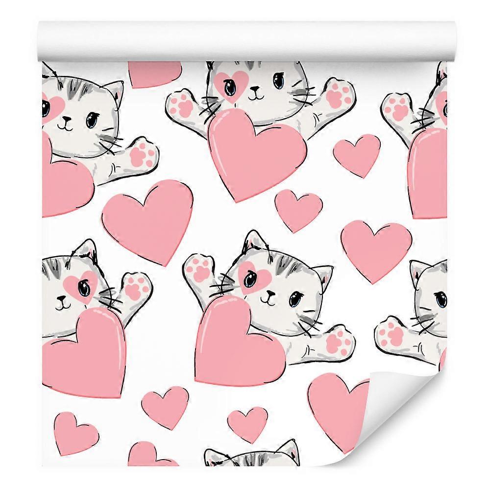 Tapet pentru copii pisoi mici inimi basm