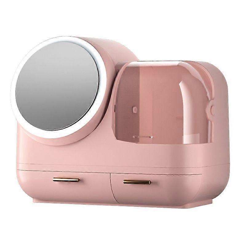 LED Light Mirror Makeup Box, Colour: Pink LED Mod