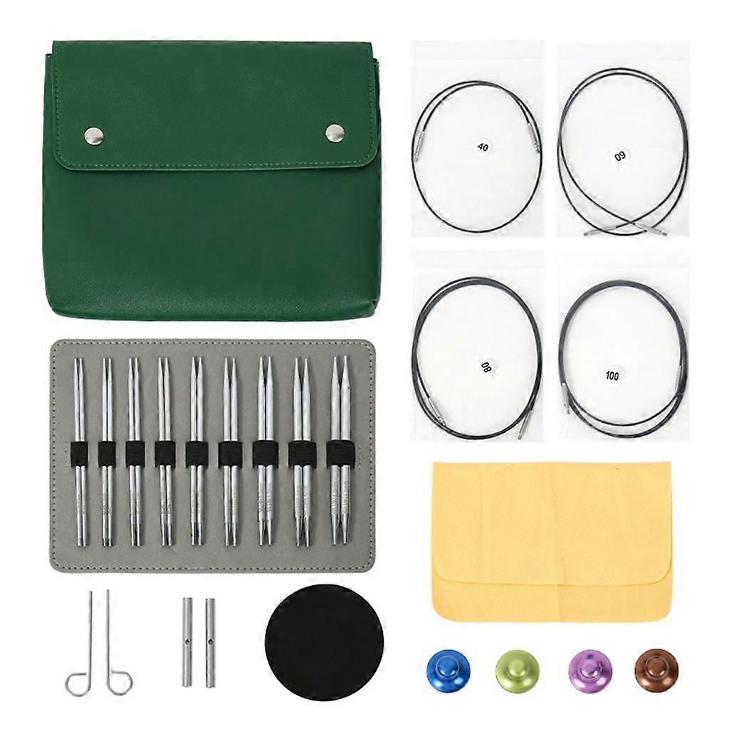 9Pairs Circular Knitting Needle Set with Case Interchangeable Knitting Needle
