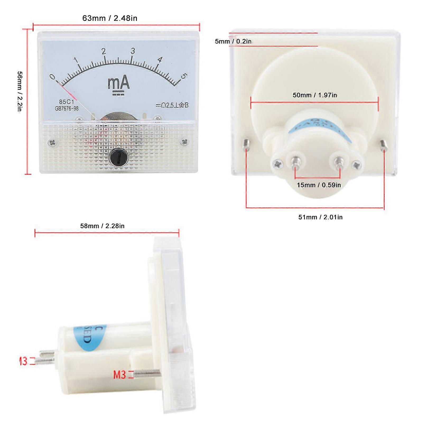 DC 0-5mA Needle Current Meter, Measuring Instruments, Ammeter, Tester, Gauge