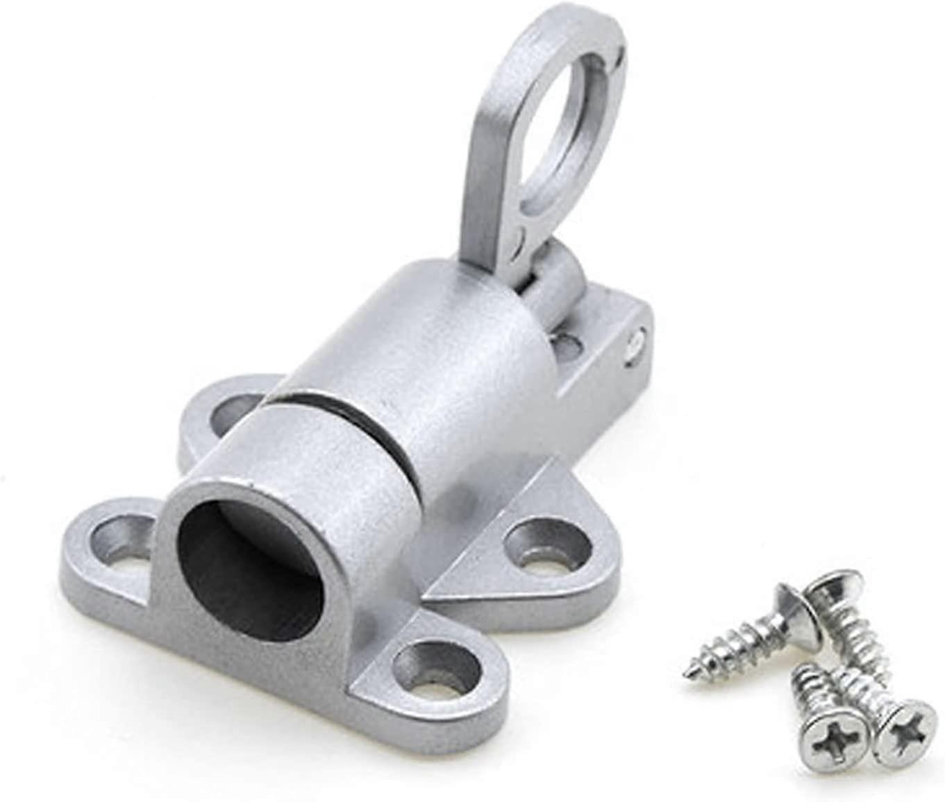 Slide Bolt Door Lock Hasp, Aluminum Alloy Gate Latch with Pull Ring, Spring Bounce Design, Grey and Black Options