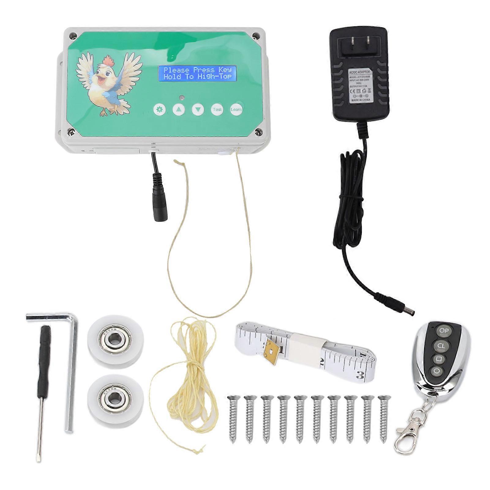 Automatic Chicken Coop Door Opener Timer Controller IP44 Waterproof 100-240V Remote Control Programmable Door Motor All-In-One Kit Accessories for Pou