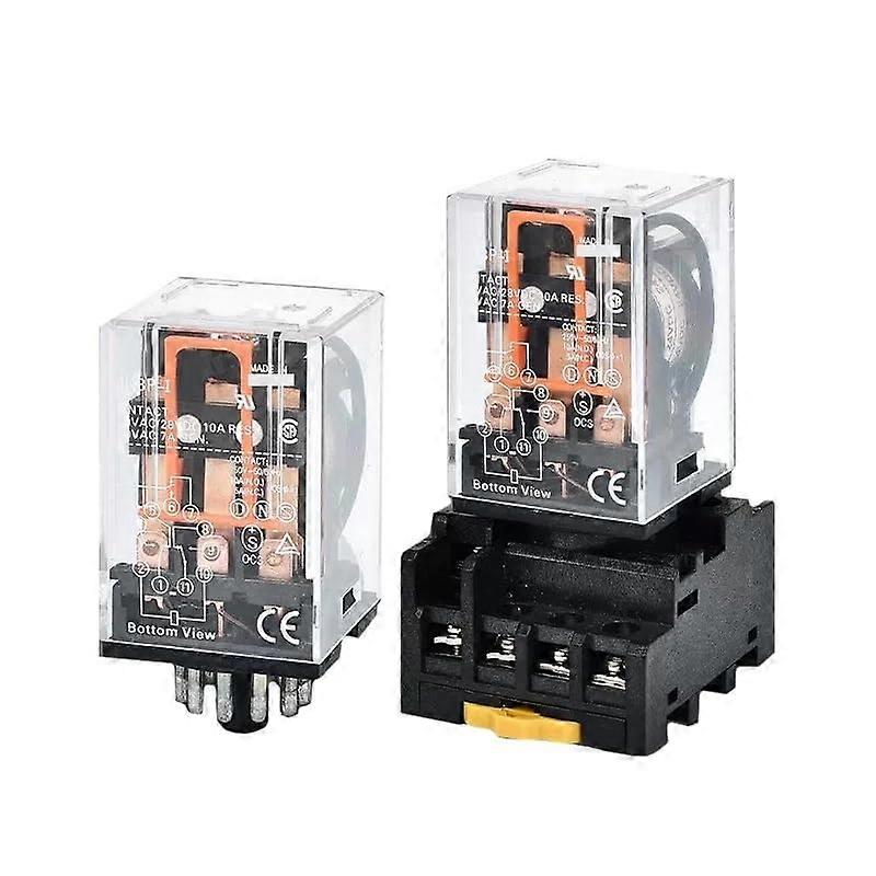 Micro Power Relay MK2PI MK3PI Mini Electromagnetic Relay Switch 8 pin 11 pin 6V 24V 12V 220V AC DC(2PIAC220V with Base)