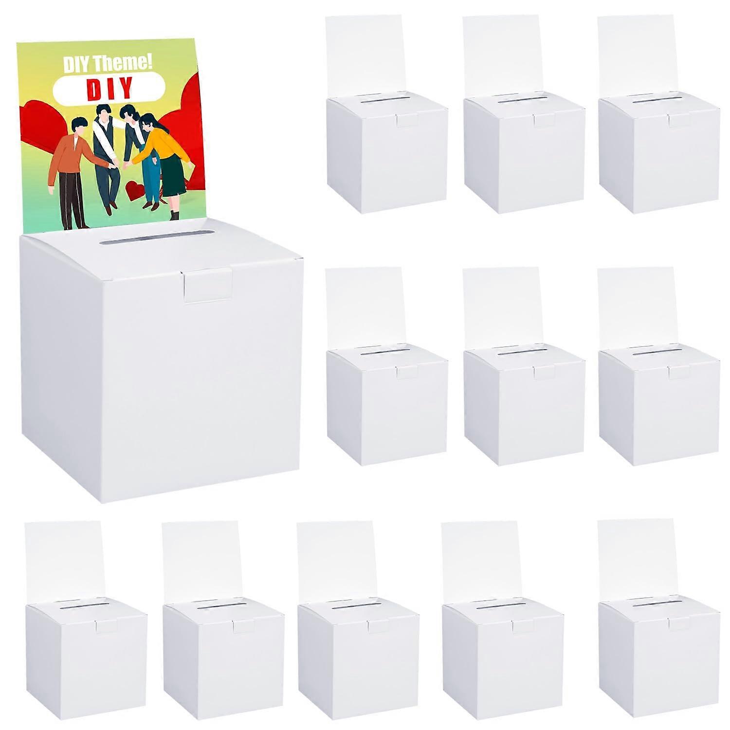 12 Pack Ballot Boxes with Slot 6' x 6' x 6' White Cardboard Boxes