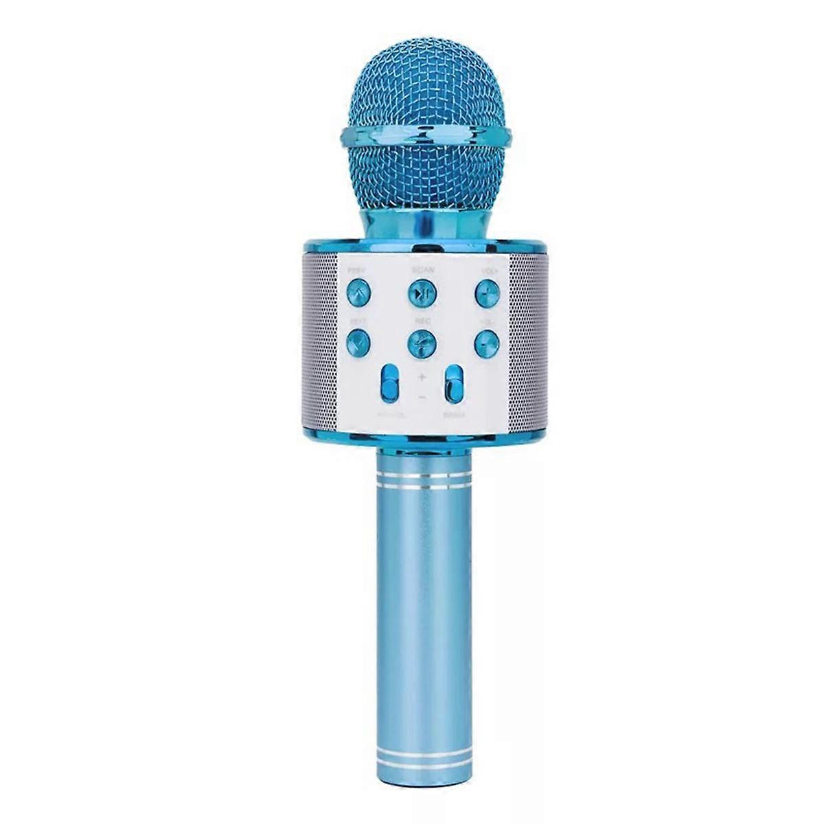 Wireless Bluetooth Karaoke Microphone Handheld Karaoke Mic Audio For Children Musical Stage Toy Music Singing Speaker blue