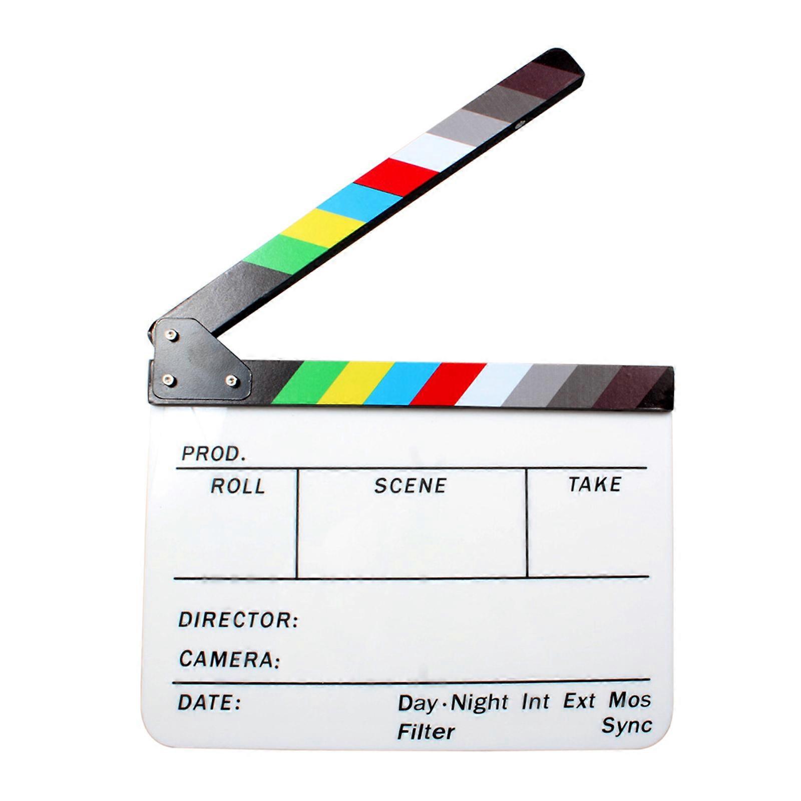 Acrylic Film Clapperboard with Bright Color, Magnetic,Movie Film Clap Board Easy to Clean for On Set Use in Films Series