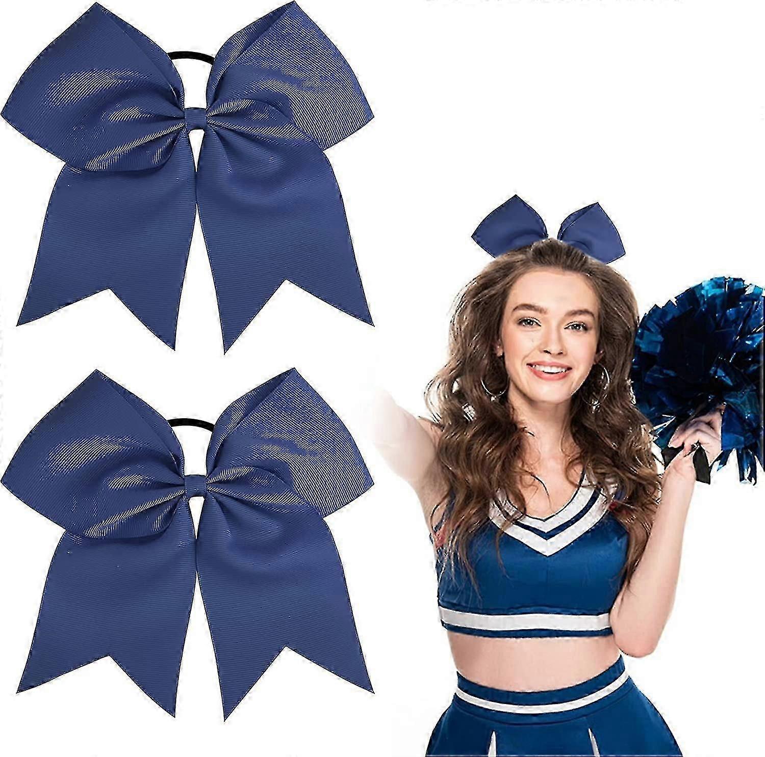 2pcs grande laço de torcida 8 polegadas jumbo cheer cabelo bows ponytail titular elástico