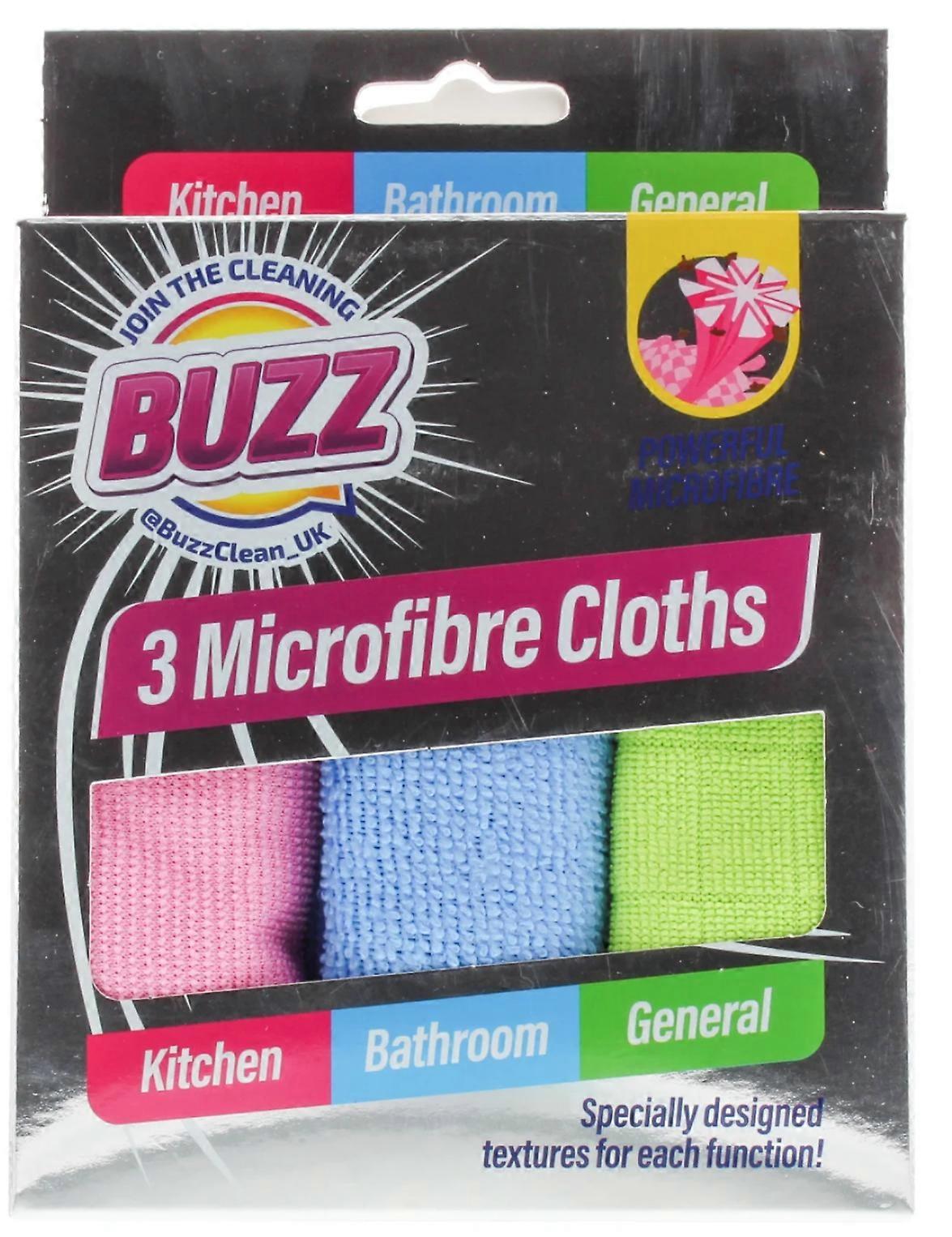 Buzz Microfibre Cloths - 3 Pack, Multi-Use Textured Cloths for Cleaning