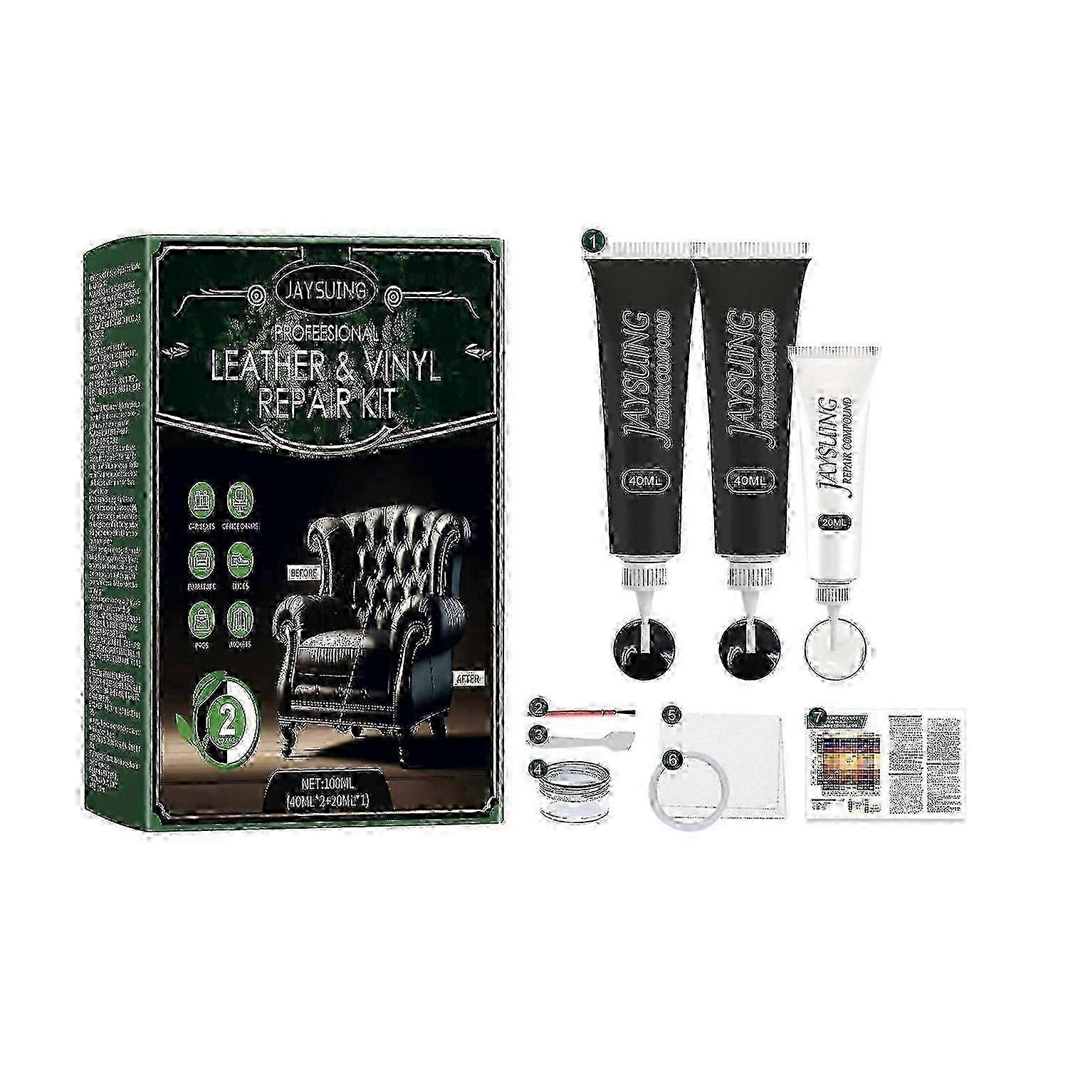 Kit de réparation de cuir multifonction Jaysuing, réparation de canapé, chaussures en cuir et cuir neuf