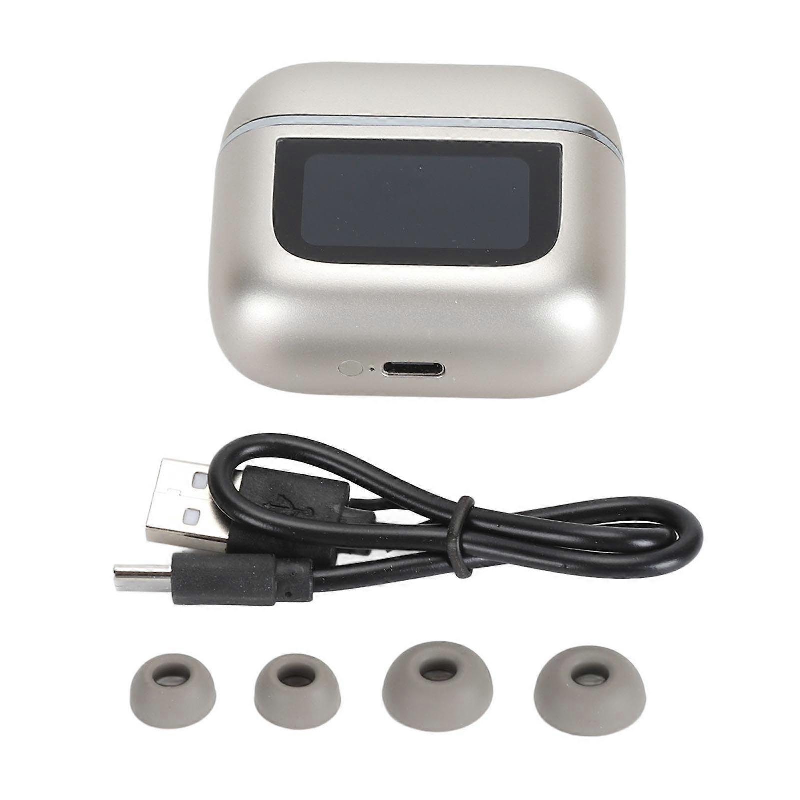 Champagne Gold Bluetooth 5.3 Translator Earbuds: 74 Languages, Noise Reduction, 4 Modes