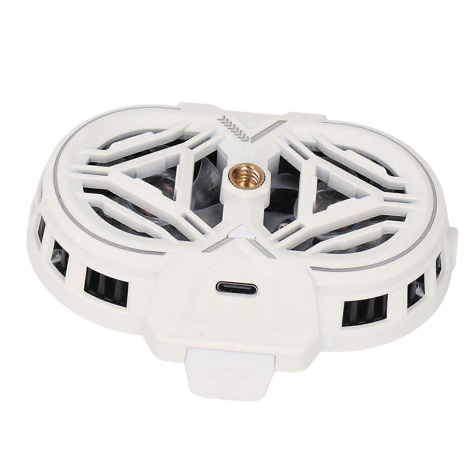Semiconductor Phone Cooler Dual Core Dual Type C 3 Gears Ultra Quiet Cell Phone Radiator Cooling Fan with RGB Lights for Gaming Live Streaming White 