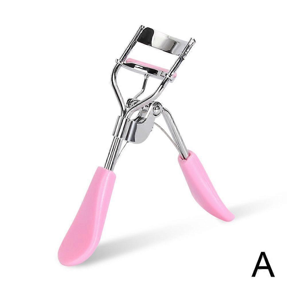 Pink (A) $ Makeup eyelash curler beauty tool eyelash curler wide angle with rubber pad carbon steel chrome A4 classic