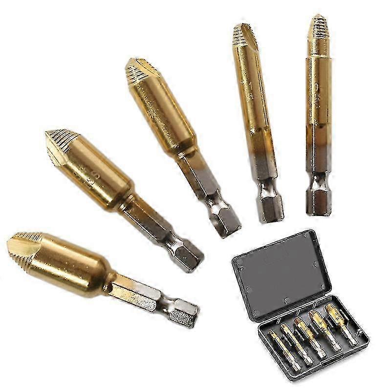 Single-Head Extractor for Damaged Sliding Tooth Screw Removal Tool, 5 Pieces Wire Extractor Set