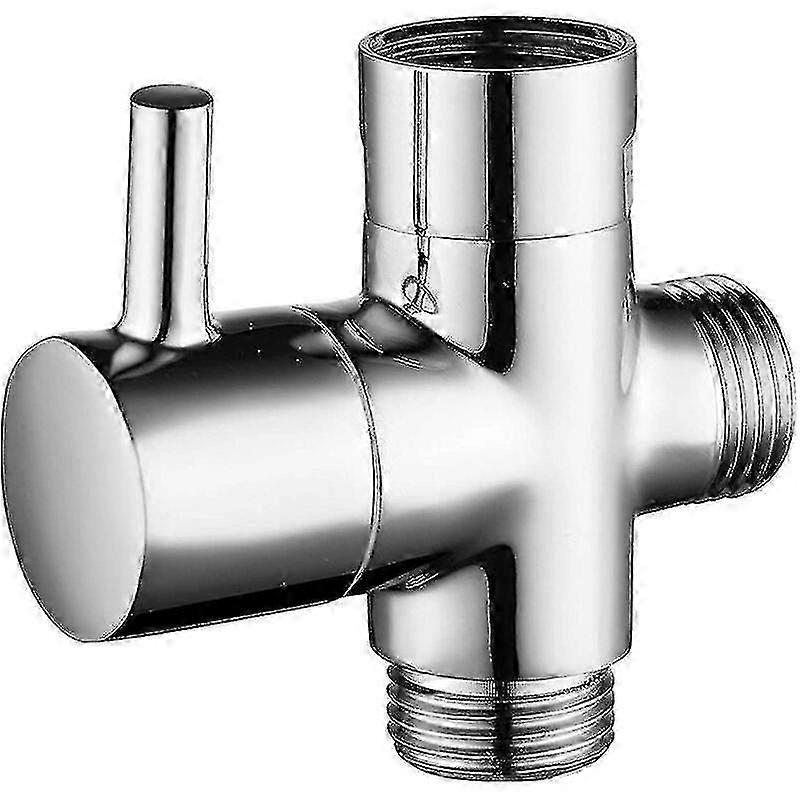Brass Shower Valve with T Adapter, G1/2 Shower Arm 3 Way Diverter Valve, Universal 3 Way Shower Valve in Brass Chrome Plating, Suitable for