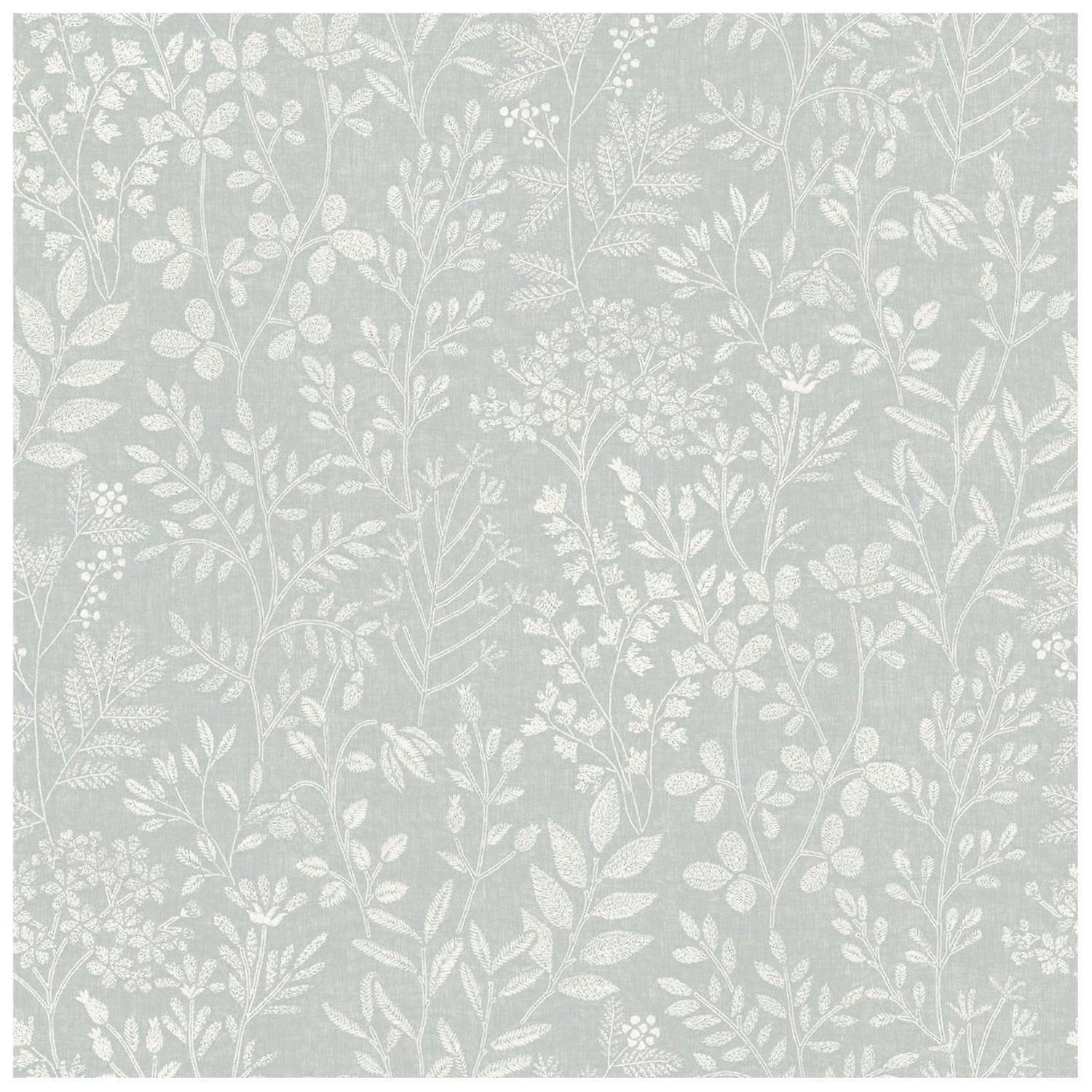 Grandeco Stitched Organic Blue Wallpaper