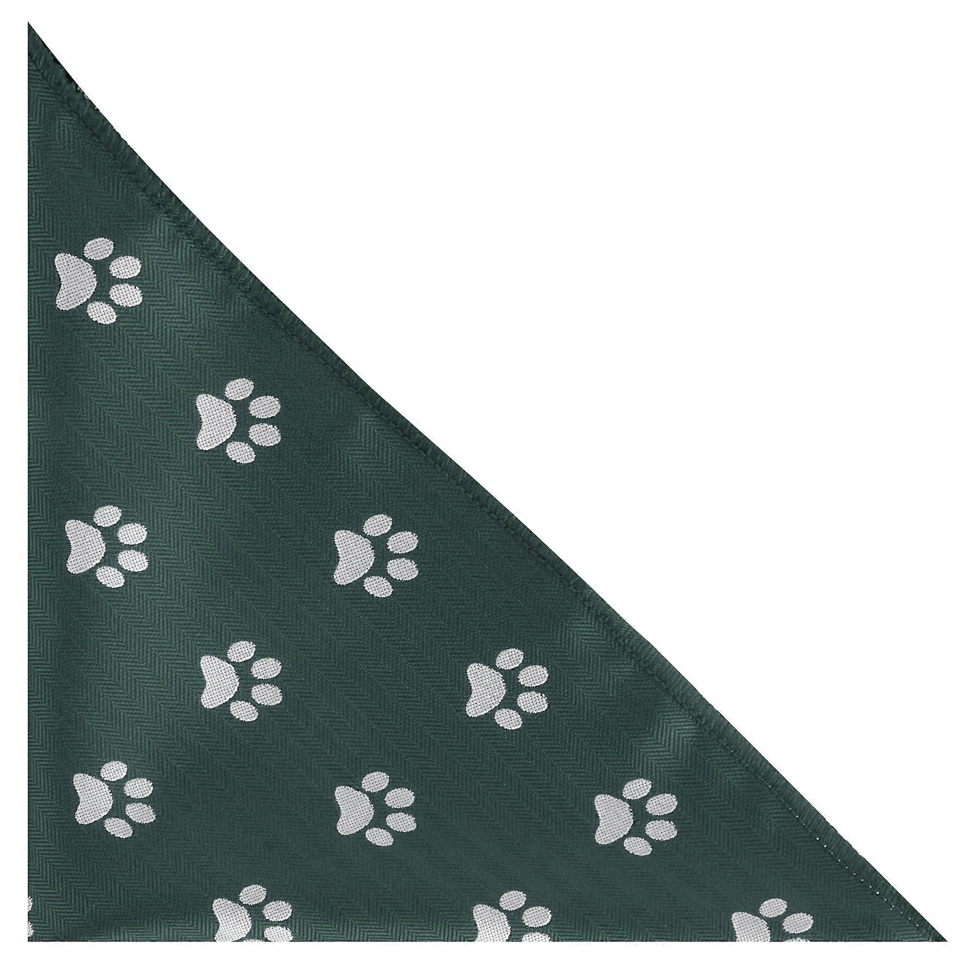 Dark Green Paw Print Herringbone Pocket Square